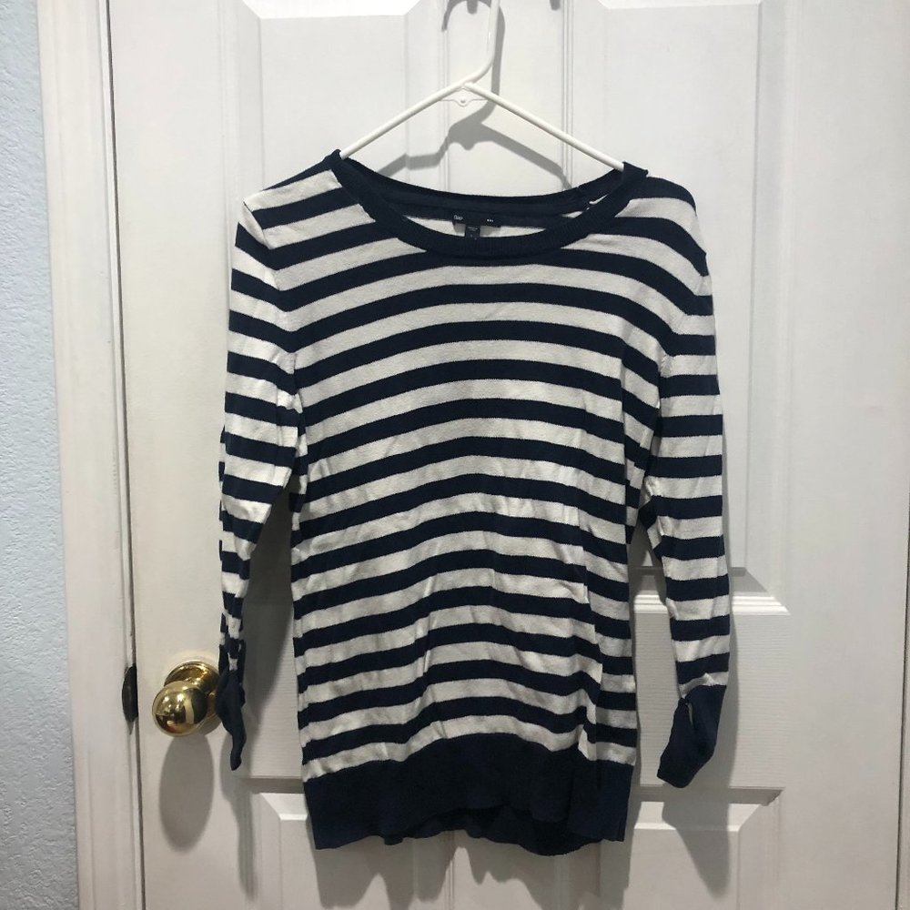 Navy Blue and White Striped GAP Sweater